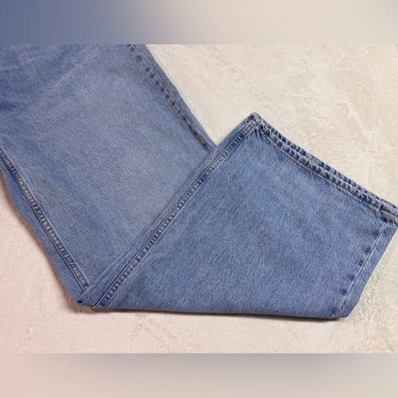 Zara Extra Long Wide Leg High Waisted Crossover Jeans NWOT - Picture 4 of 7